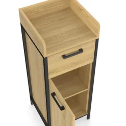 Colonne de rangement d'appoint salle de bain design industriel 1 tiroir 1 placard