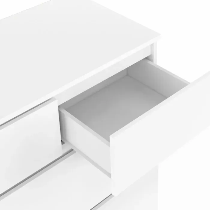 Commode 160 cm avec 8 tiroirs bois et blanc