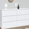 Commode 6 tiroirs 140 cm bois blanc