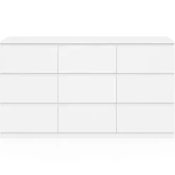 Commode 9 tiroirs 136 cm bois blanc