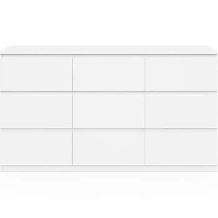 Commode 9 tiroirs 136 cm bois blanc