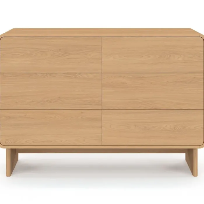 Commode 6 tiroirs 115 cm façon hêtre design arrondi