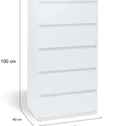 Commode 5 tiroirs blanche