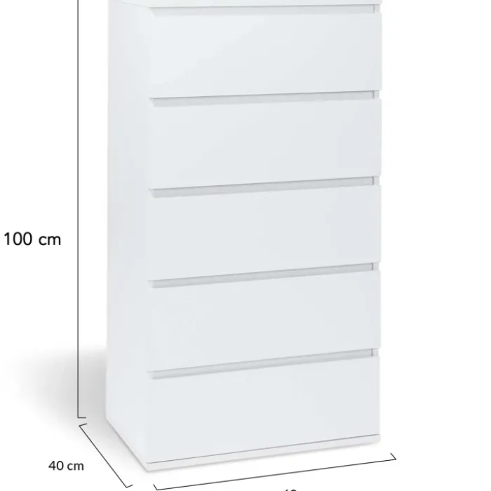 Commode 5 tiroirs blanche