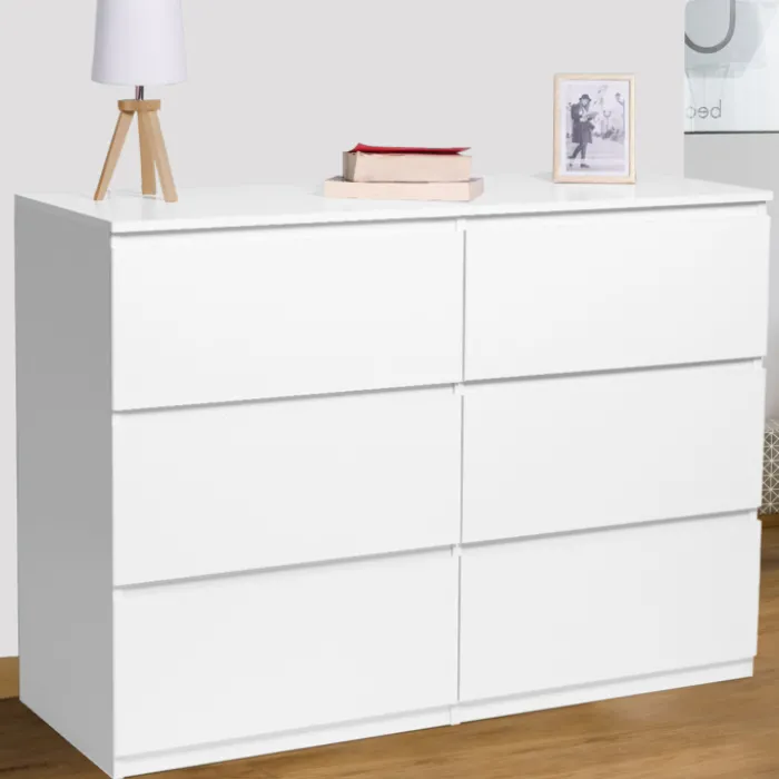 Commode 6 tiroirs blanche