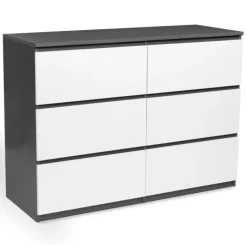 Commode 6 tiroirs blanche et grise