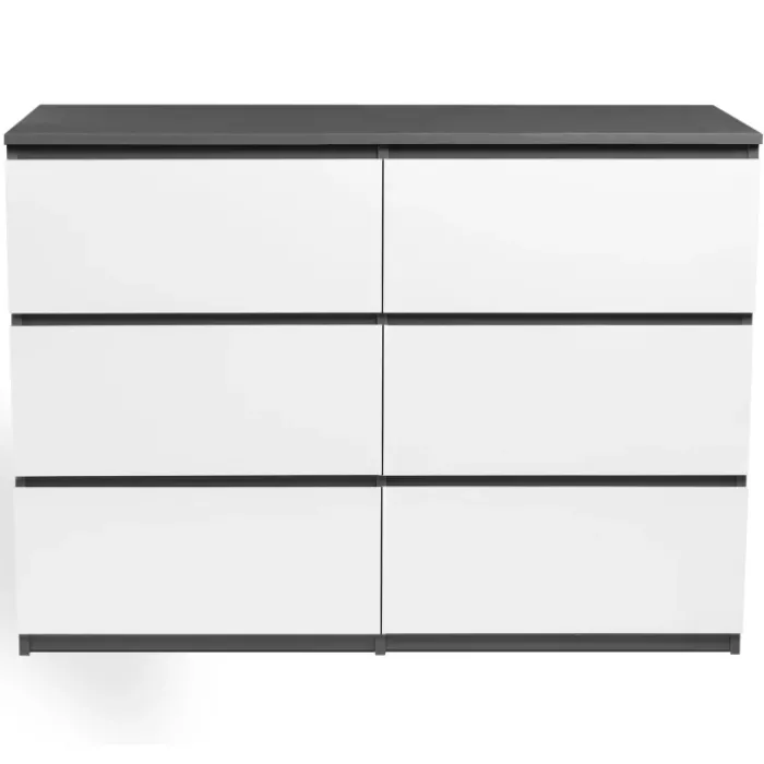 Commode 6 tiroirs blanche et grise