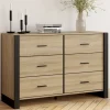 Commode 6 tiroirs bois et noir