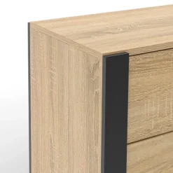 Commode 6 tiroirs bois et noir