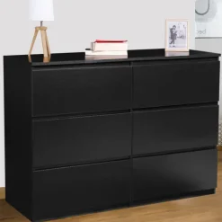 Commode 6 tiroirs design bois noir