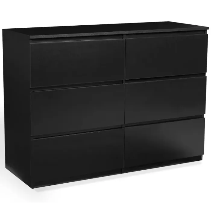 Commode 6 tiroirs design bois noir