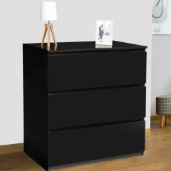 Commode 3 tiroirs design bois noir