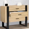 Commode 3 tiroirs design bois et pieds noir