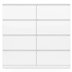 Commode 8 tiroirs en bois blanc 110 cm