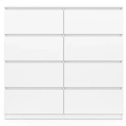 Commode 8 tiroirs en bois blanc 110 cm