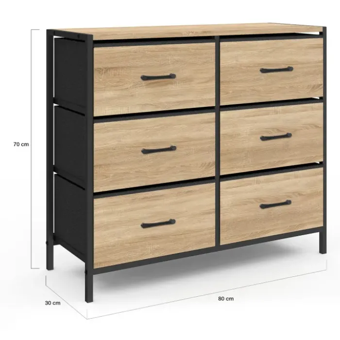 Commode 6 tiroirs en tissu industrielle