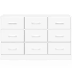 Commode 9 tiroirs en tissu 113 cm meuble de rangement bois blanc