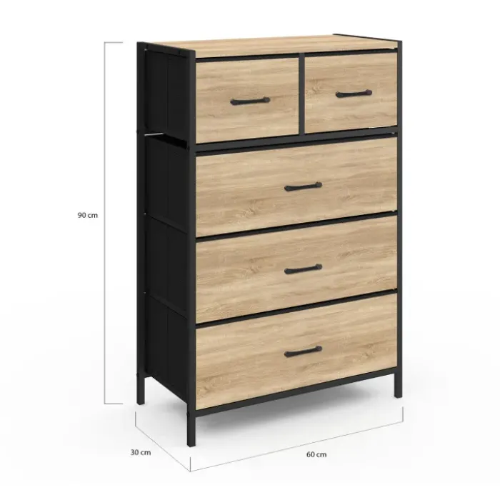 Commode 5 tiroirs en tissu industrielle