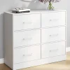 Commode 6 tiroirs en tissu 80 cm meuble de rangement bois blanc