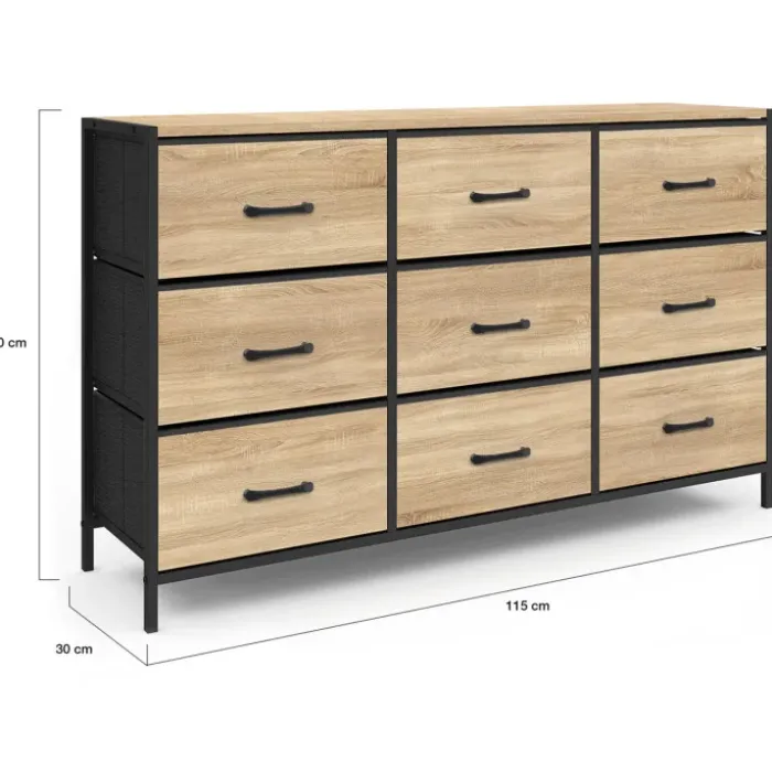 Commode avec 9 tiroirs en tissu