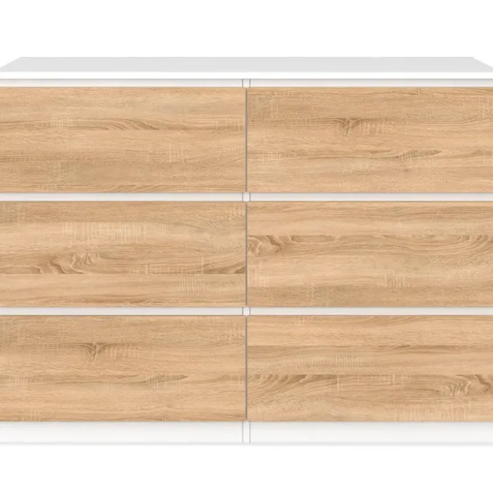 Commode blanc et bois 6 tiroirs