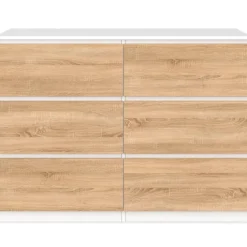 Commode blanc et bois 6 tiroirs