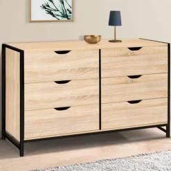 Commode design industriel 6 tiroirs 140 cm