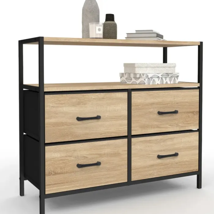 Commode industrielle 4 tiroirs en tissu