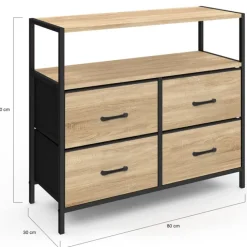 Commode industrielle 4 tiroirs en tissu