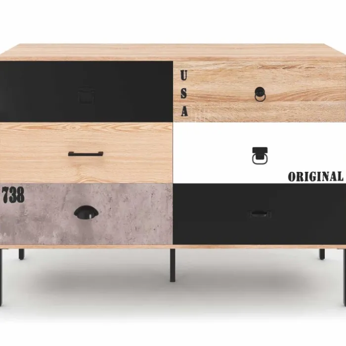 Commode industrielle 6 tiroirs dépareillés