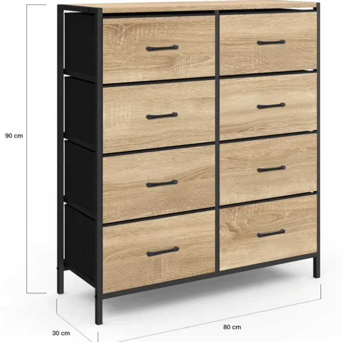 Commode industrielle avec 8 tiroirs en tissu