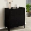 Commode industrielle bois noir 3 tiroirs en métal