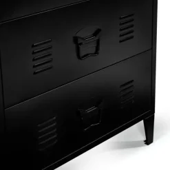 Commode industrielle bois noir 3 tiroirs en métal