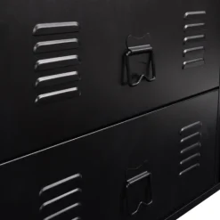 Commode industrielle portes en métal noir avec 4 tiroirs