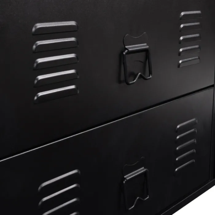 Commode industrielle portes en métal noir avec 4 tiroirs