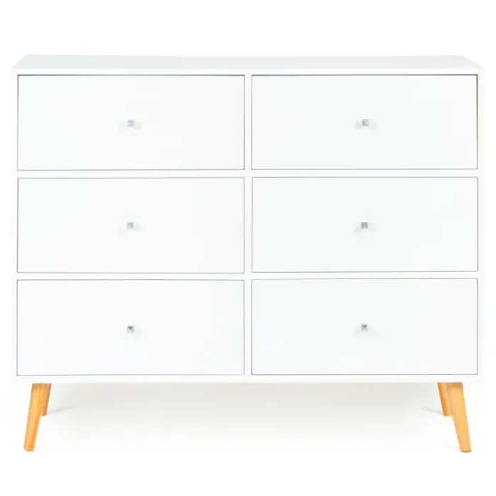 Commode scandinave 6 tiroirs bois blanc
