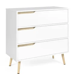Commode scandinave blanche et bois 3 tiroirs