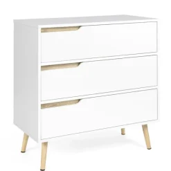 Commode scandinave blanche et bois 3 tiroirs