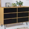 Commode vintage 6 tiroirs bois et noir