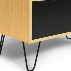 Commode vintage 6 tiroirs bois et noir