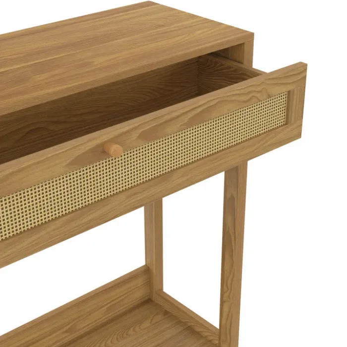 Console 1 tiroir effet naturel cannage