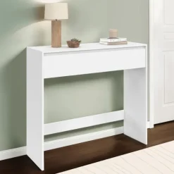 Console bois blanc 1 tiroir design moderne