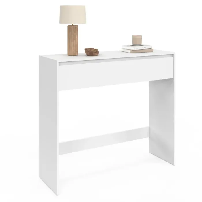 Console bois blanc 1 tiroir design moderne