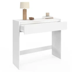 Console bois blanc 1 tiroir design moderne