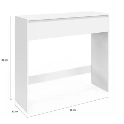 Console bois blanc 1 tiroir design moderne