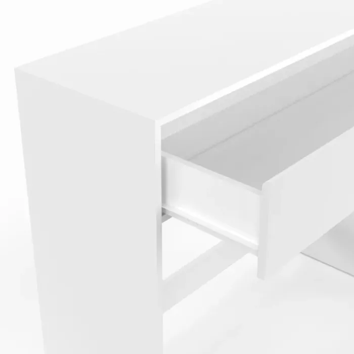 Console bois blanc 1 tiroir design moderne