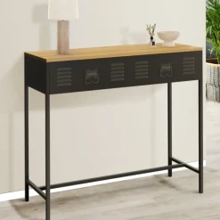 Console bois et métal 1 tiroir design industriel