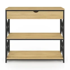 Console bois et métal 1 tiroir 2 étagères design industriel