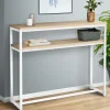 Console bois et métal blanc double plateau 100 cm
