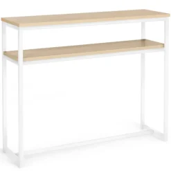 Console bois et métal blanc double plateau 100 cm